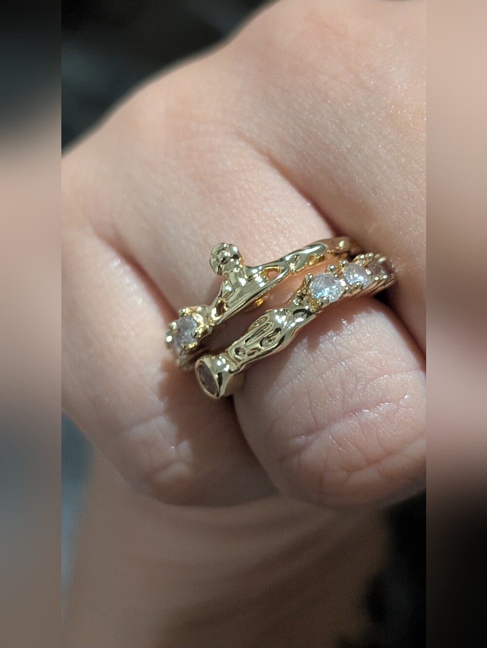 Fashion Unique Gold Crystal Open Band Ring - Picture 12 of 12